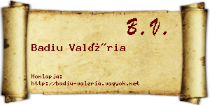 Badiu Valéria névjegykártya